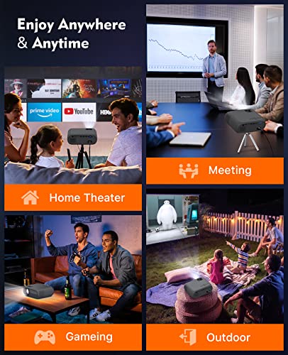 Image of ELEPHAS Mini Projector, Full HD 1080P and 180 inch Display, Portable Home Theater Projector with 50,000 Hours LED Lamp Life, Compatible with USB /HD /SD /AV /VGA Interfaces