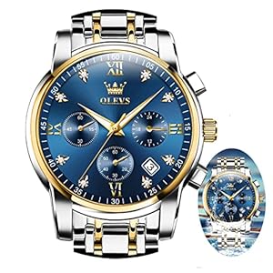 OLEVS Classic Wrist Watches,Men Business Watches Dress Watch with Day,Green/Black/White/Blue Face,Flywheel Multifunction Luminous Men Stainless Steel Wristwatch