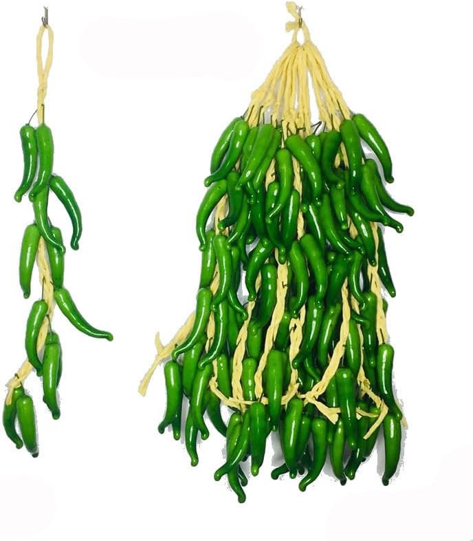 2 Strings Artificial Chili Pepper Hanging Decor, Artificial Pepper String Chili Pepper Decorations Lifelike Fake Vegetable for Home Kitchen Decor Photography Props - Image 3