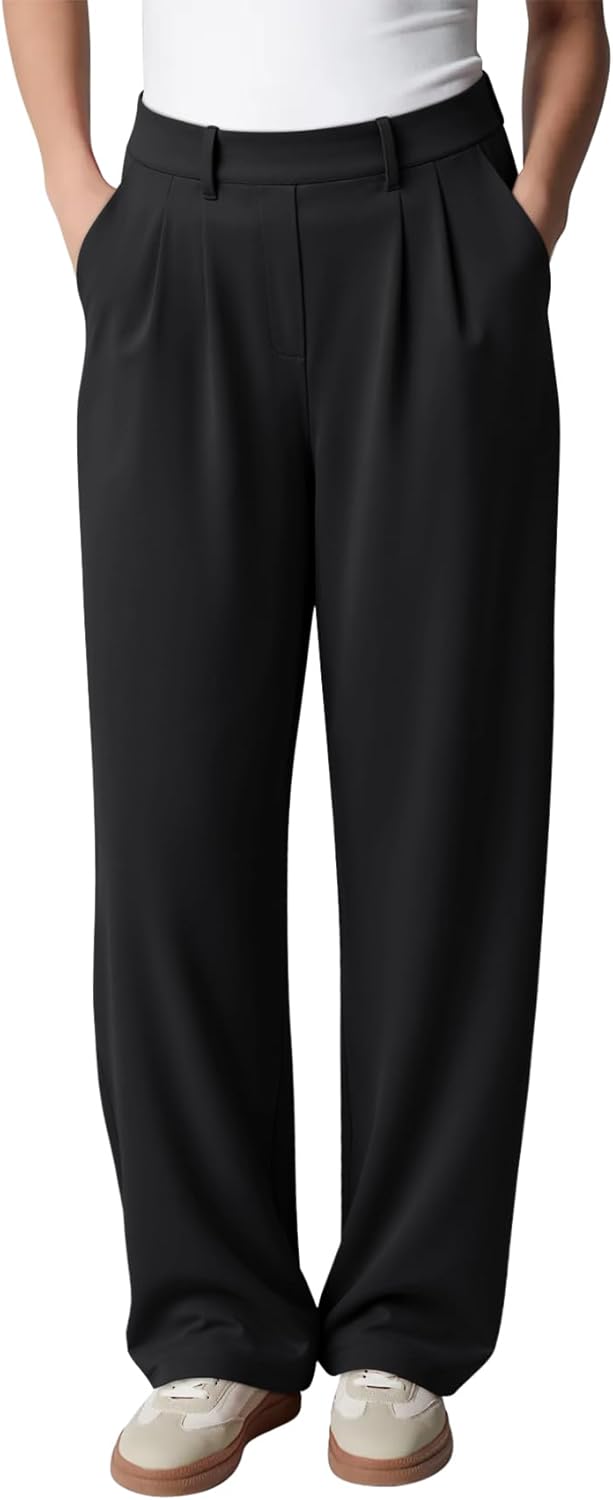 LASLULU Womens Yoga Dress Pants Casual Wide Leg Stretchy Office Travel Trousers Business Casual Work Pants Slacks