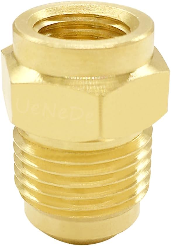 Uenede Brass 1/4" Flare Female to 3/8" Flare Male Tube Fitting, 2PCS | Flare to Flare Coupler, Gas Line Adapter Pipe Fittings Hose Connectors