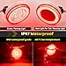 WahMOTOTin 2pcs 4 inch Round Red 64 LEDs Trailer Trucks Halo Brake Stop Running Turn Signal Tail Lights【PatentPending】 w/Rubber Grommet Sealed Waterproof IP67 For RV/Van, DC 12V