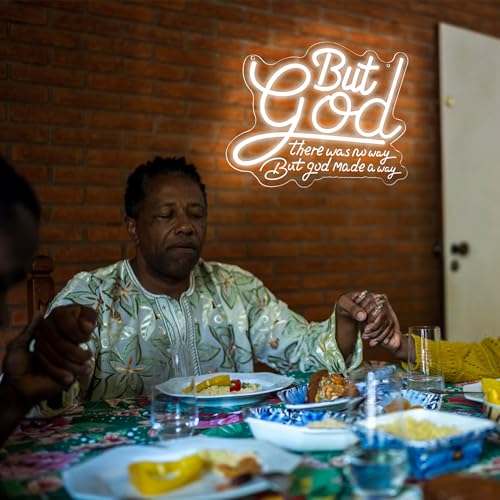 Image of But God Neon Sign for Wall Decor But God LED Light for Man Cave | Dimmable led, inspirational wall art, faith home decor, spiritual ornament, gift for faith enthusiasts, size 13.8*12.3 in