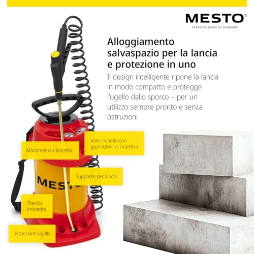 MESTO FERROX Plus 6 Hochdrucksprühgerät 6L Set inkl. MESTO Köcher | Drucksprüher 6 Bar | Schalölspritze für Bauchemikalien | Drucksprühflasche Industrie | Ölsprüher | Pumpsprüher | Flachstrahldüse
