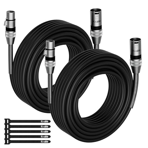 Premium DMX Cables (2 Pack, Each 15 FT), 3-Pin XLR Male to Female, Black