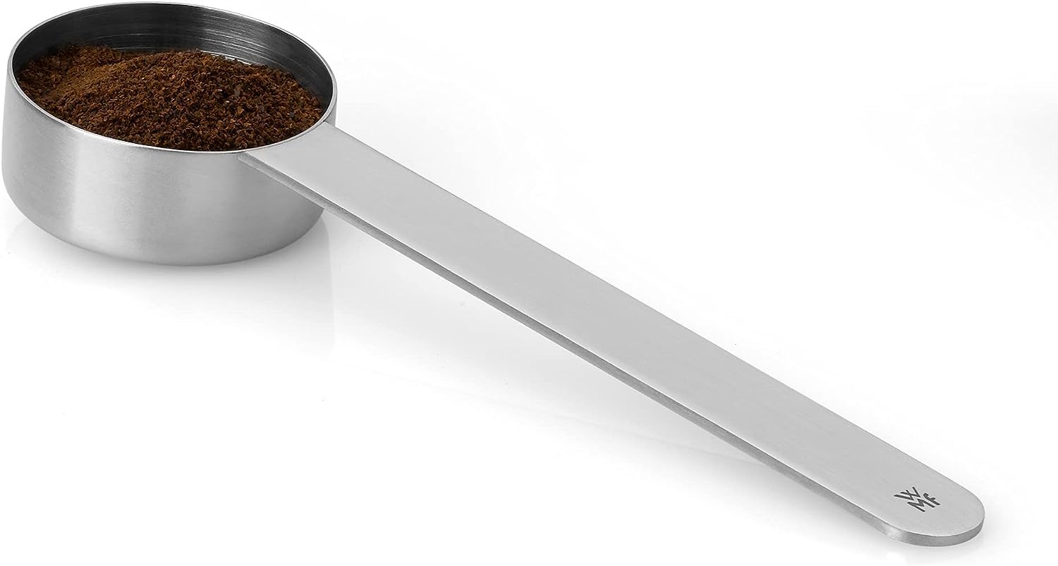WMF Kult Tee- Kaffeedose Edelstahl für 500g, Edelstahldose mit Maßlöffel, Kaffeebohnen Behälter, Cromargan Edelstahl mattiert, für Kaffeepulver und Kaffeebohnen, spülmaschinengeeignet