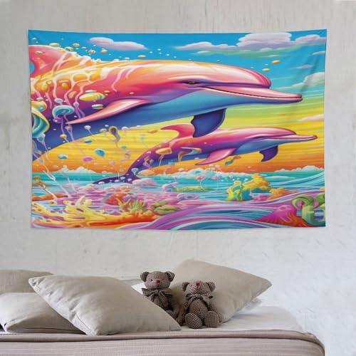 Tapisserie murale dauphin 150×230cm en tissu léger de haute définition