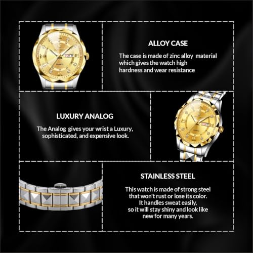 Image of LONGBO Zenith Diamond Analog Watch for Men Business Stainless Steel Watches Luxury Men's Wristwatch | Birthday Gift for Men | Gift for Husband | Gift for Brother