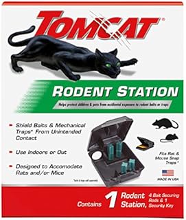 Tomcat Rodent Station, Includes 1 Rodent Station with 4 Bait Securing Rods and 1 Security Key - Fits Rat or Mouse Sized Traps (Baits & Traps Sold Separately) - Use Indoors or Outdoors