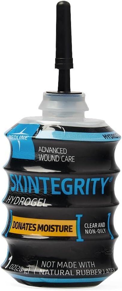 Medline Skintegrity Hydrogel, Clear and Greaseless, Lasts up to 3 Days,1-oz Bellows Bottle, 30 Count
