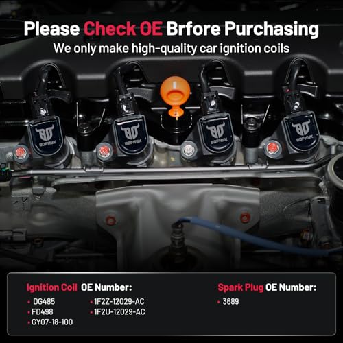 Image of BDFHYK 1 Ignition Coil Pack DG485 and 6 Iridium Spark Plug 3689 Compatible with Ford 01-04 Ranger,01-06Taurus; Compatible with Mazda 2001 B3000; Mercury 2001 03-05 Sable Coil for FD498 1F2Z-12029-AC