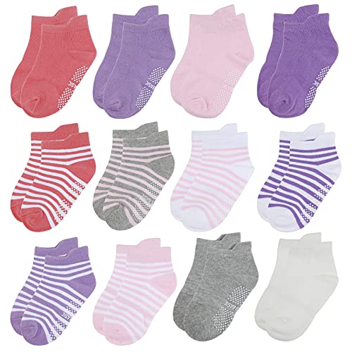 Yafane Lot de 12 paires de chaussettes pour bébé en coton respirant pour fille et garçon de 1 à 7 ans, fille, 3-5 ans Cover