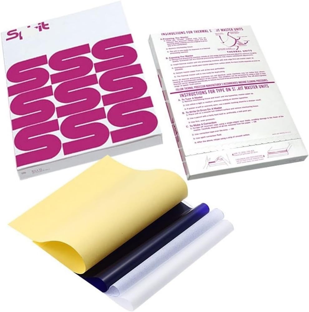 Lot de 100 feuilles de papier transfert thermique format A4 pour pochoir Spirit Carbon – Fournitures d'art de qualité professionnelle