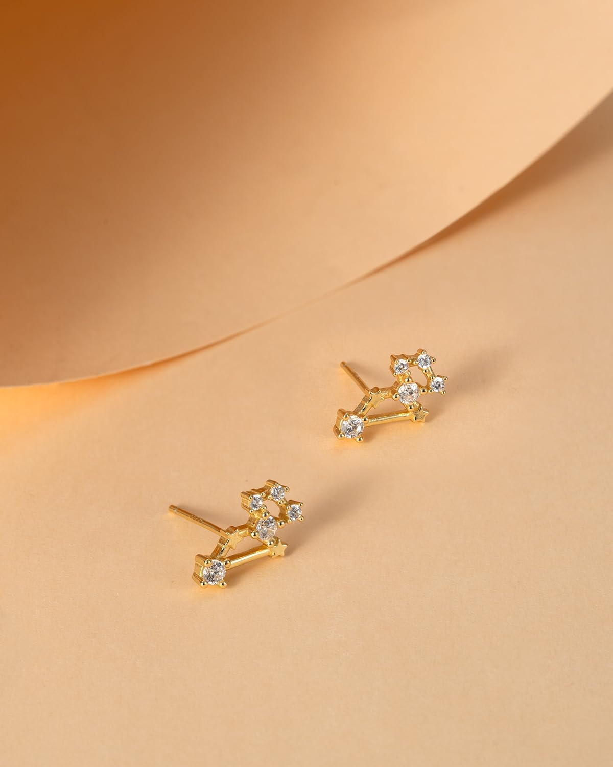 925 Sterling Silver Constellation Post Earrings for Women, 18K Gold Plated Zodiac Stud Earrings, Personalized Horoscope Celestial Jewelry Birthday Christmas Gifts for Women Wife Girlfriend
