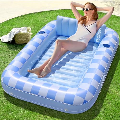 SLOOSH Inflatable Tanning Pool Lounger Float, 70" x 46" Pool Floa...