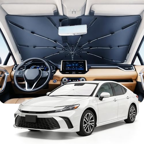 DMJN Umbrella Windshield Sun Shade for Toyota Camry (2011-2026) Car Sunshade for Front Windshield [Nano Ice-Crystal Coatings] UPF50+ Heat & UV Block Protect Interior & Keep Cooler