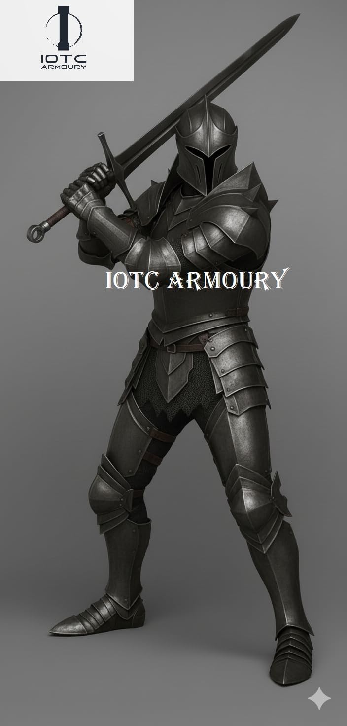 Medieval Armor Visored Barbute Suit of Armor-Fully Wearable Knight Armor Costume Ideal for LARP, Historical Reenactment, Cosplay Event's-Halloween & Theator Act Costume