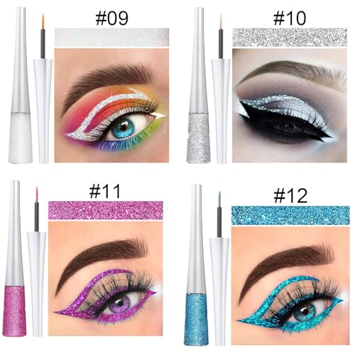 Set de 16 delineadores líquidos glitter coloridos miniatura 5