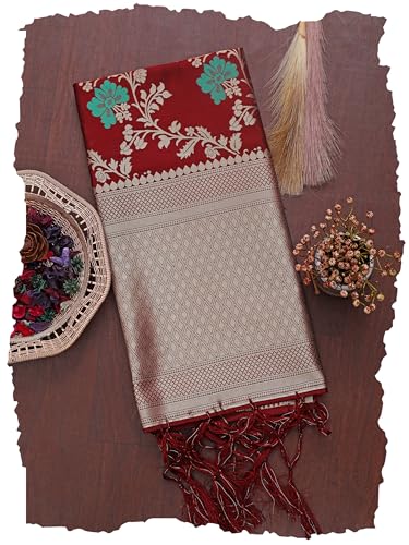 Image of DEVANGI Women's Woven Jacquard Banarasi Silk Printed Dupatta /Chunni with Meena Work, Width 1 Meter, Length 2.5 Meter