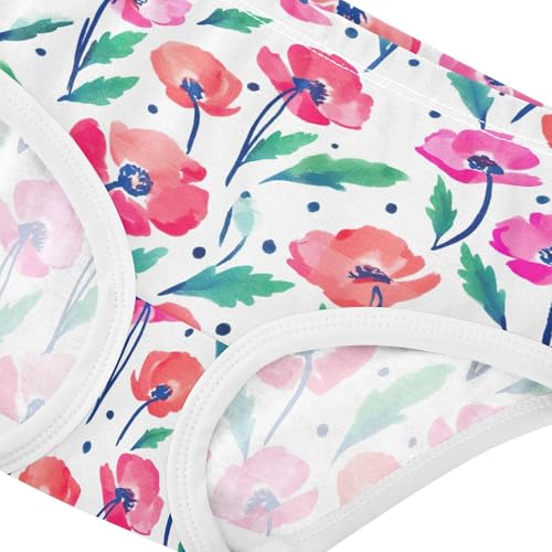 Joisal Designer Girls Underwear Toddler 2t Cotton Girl Panties Cute Watercolor Flowers Pink Briefs Kids Undies4