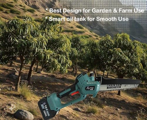 Image of ◆ Heavy Cordless Chainsaw - 8 inches, 21V Battery Powered ◆ Portable Multipurpose Gardening Working for Wood Cutting, Pruning & Tree Trimming ◆◆