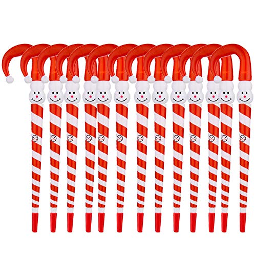 30PCS Candy Cane Pens Christmas Snowman Ballpoint Pens Christmas Gift Goodie Bags Party Supplies Favors