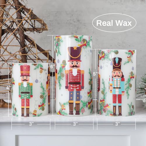 Image of Chrismtas Nutcracker Soldiers Flameless Candles Decorations with Remote, Battery Opreated Flickering LED Candle Light, Real Wax Holiday Candles, Xmas Gift for Home Party Decor