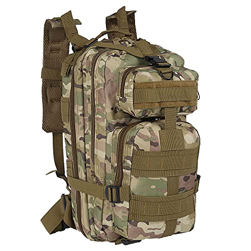 Tactical Backpack 30L Military Camping Backpack Oxford Clothe Rucksack Molle Shoulder Bag Sport Travel Backpack for Camping Climbing Cycling Hiking Mountaineering Hunting (Light Camouflage)