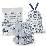 VOK 4 Gallon Trash Bags Drawstring, Printed Small Garbage Bags with Secure Tie, Tear-Resistant & Leakproof Design for Bathroom/Bedroom, Decorative Odor-Control Trash Can Liners, 160 Counts