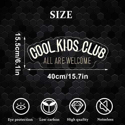 Image of Cool Kids Club Neon Sign, All Are Welcome Neon Light, Handmade LED Neon Baby Room Light, Dimmable USB Neon Lights for Kids Bedroom Baby Nursery Room Playroom Wall Decor Party Gift(6.1 * 15.7in)