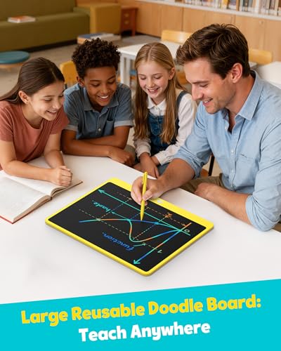 Image of TEKFUN LCD Writing Tablet for Adults, Large Doodle Board, 16 Inch Colorful Drawing Tablet Writing Pad, Toddler Toys for 3 4 5 6 7 8 9 Year Old Girls Boys Teen, Birthday Gifts for Kids (Yellow)
