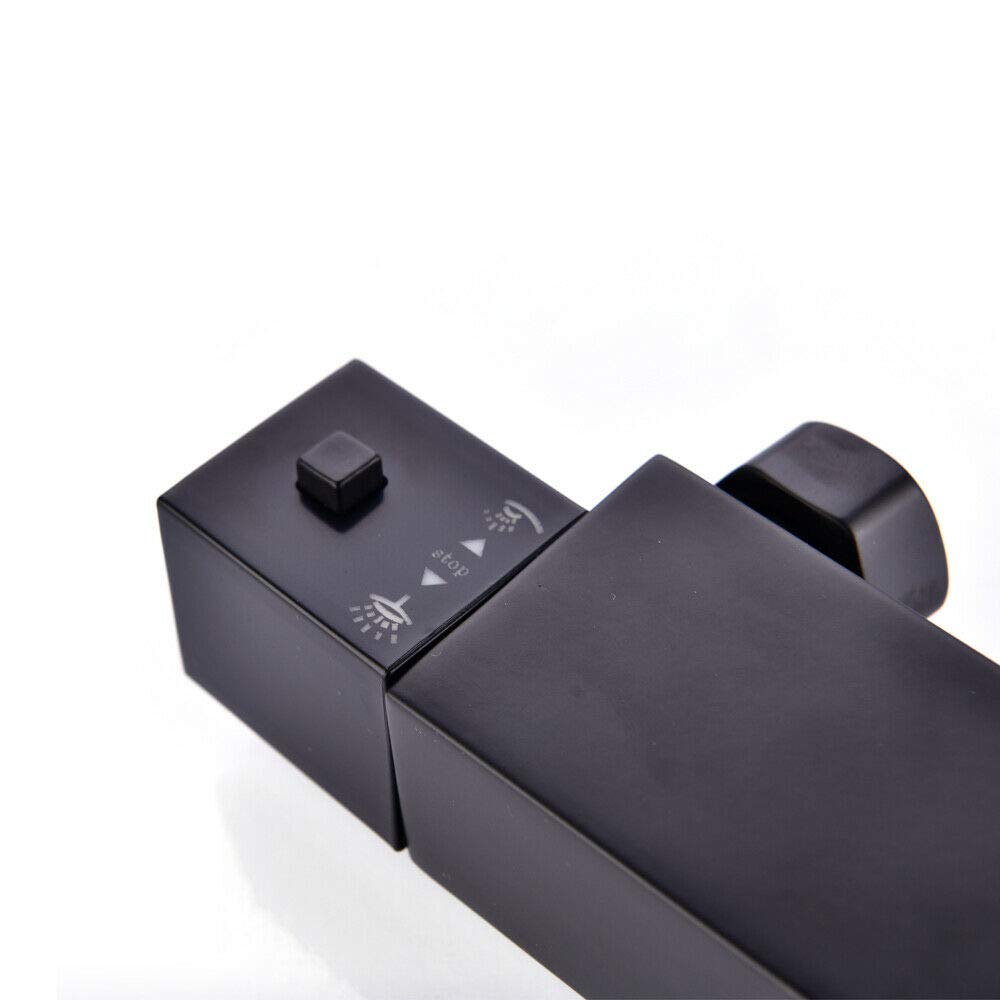 30 cm, nowoczesny system prysznicowy, termostat, zestaw prysznicowy, deszczownica, słuchawka prysznicowa, zestaw prysznicowy z słuchawką prysznicową 30 x 30 cm + głowica prysznicowa czarna