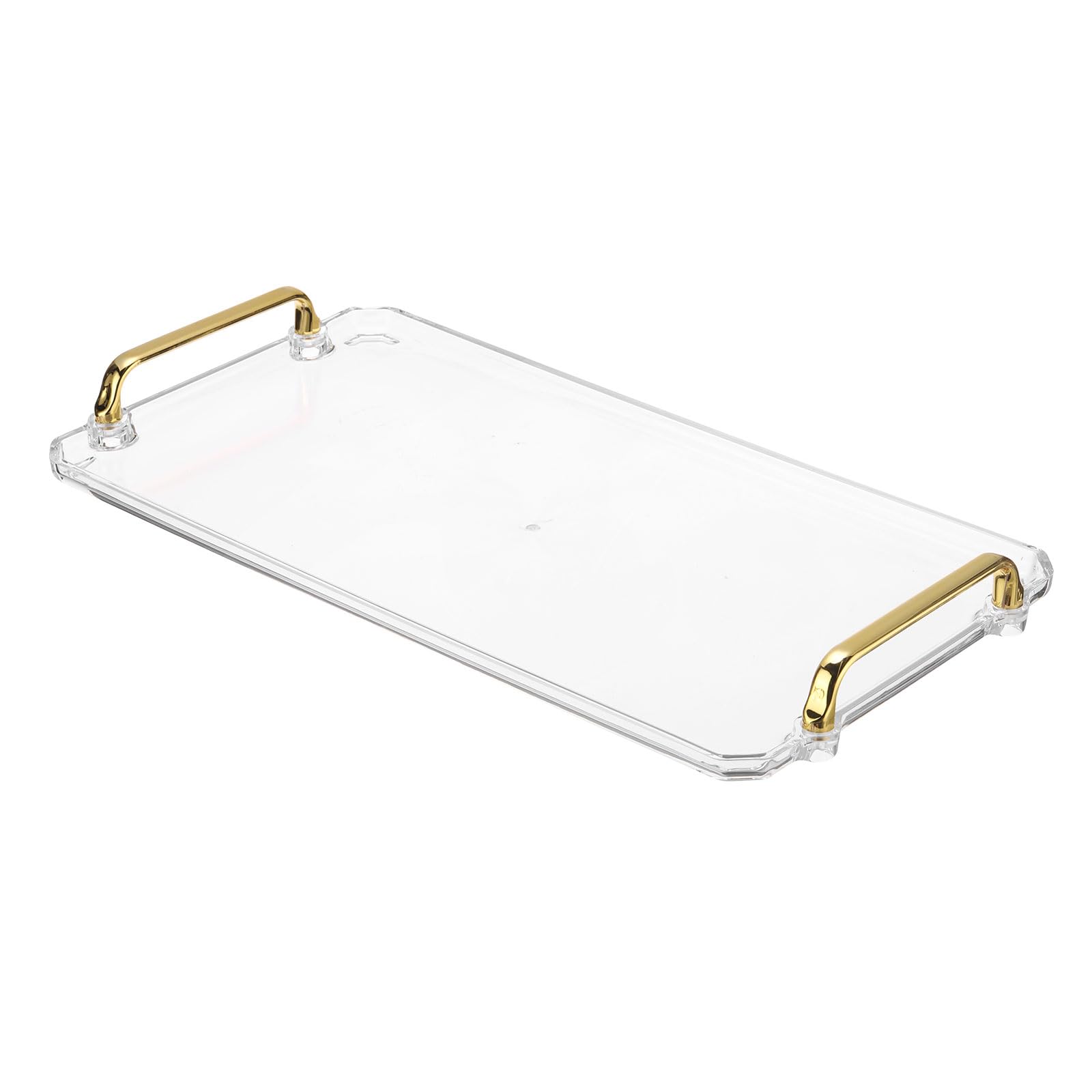PATIKIL 16.1 x 8.7 Inches Plastic Serving Tray with Golden Handles