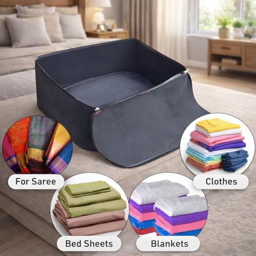 Image of RADIANT Nylon Big Underbed Storage Bag Moisture Proof Cloth Organiser with Zippered Closure and Handle(BlackRed, 54x46x28cm) (Rectangular) (Pack of 2)