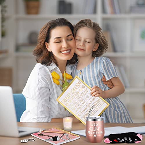 Didaey 11 Pcs Mothers Day Aunt Gifts From Niece Nephew, Gifts For Aunt Auntie Best Aunt Birthday Gifts Tumbler Cups Spiral Notebook Frame Socks Candle Keychain Diamond Pen Bottle Stopper Opener #TOP5