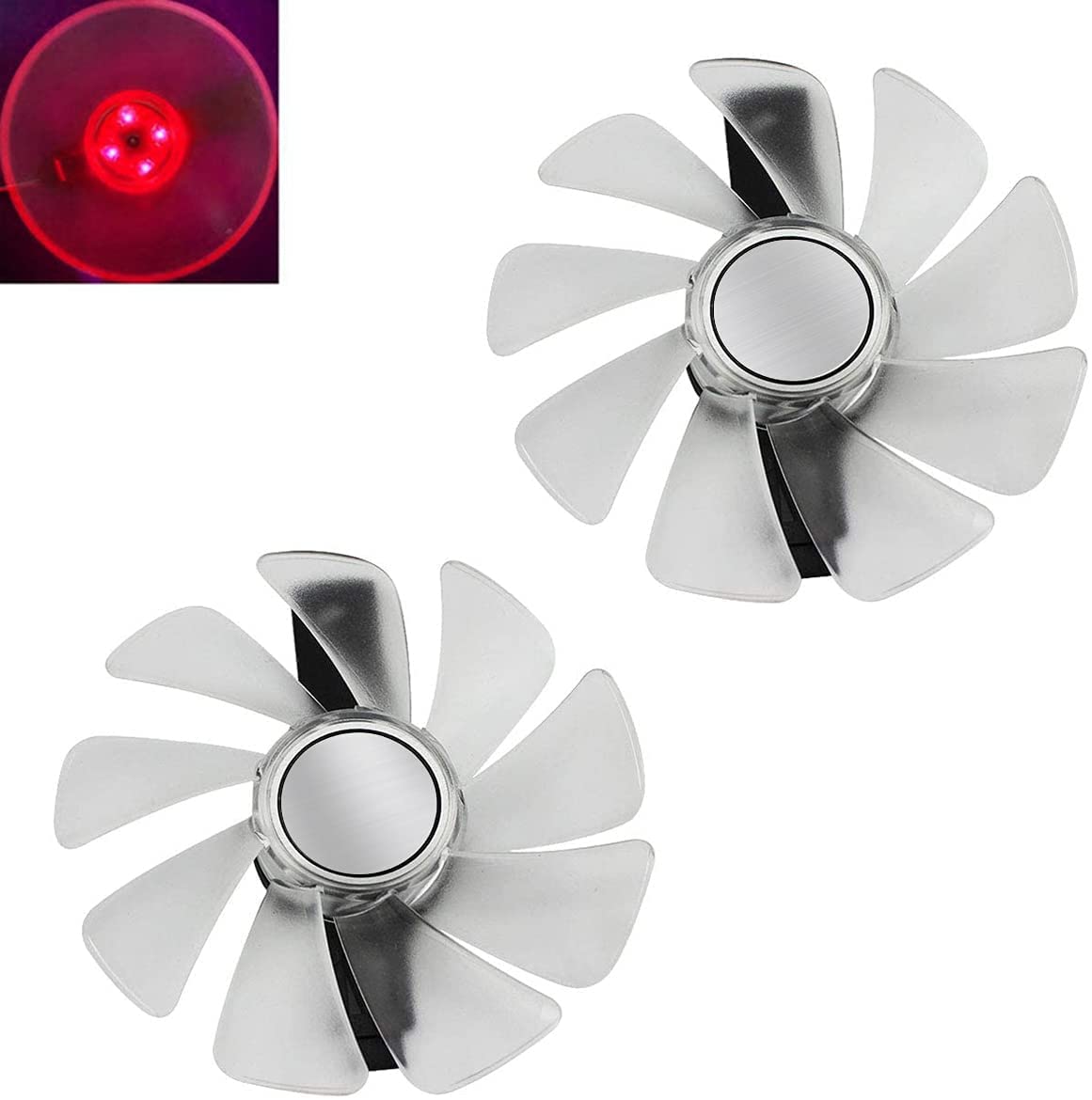 inRobertCF1015H12D GPU-Fan-Replacement for Sapphire Radeon Nitro+ RX 590 Graphics Card (2pcs White Fan with Red Light)