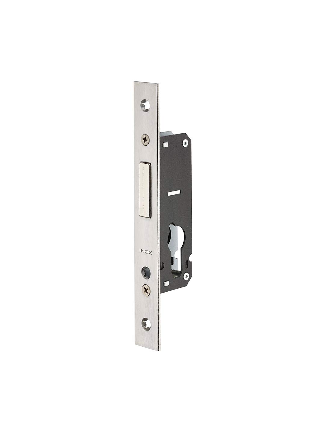 THIRARD - Boîtier de Serrure Encastrable à Cylindre pour Porte d'Entrée - Axe 17 mm - Bouts Carrés - Pêne Dormant - Têtière Inox - Coffre Acier Zingué - Réversible - Gris