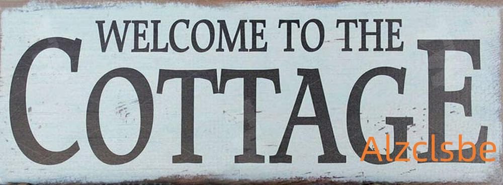 Ingzzaac Welcome To The Cottage Metal Tin Sign Rustic Wall Decor For Beach House, Farm Shop, Kitchen, Or Porch Vintage Country Cottage Art Sign 4×16 Inch