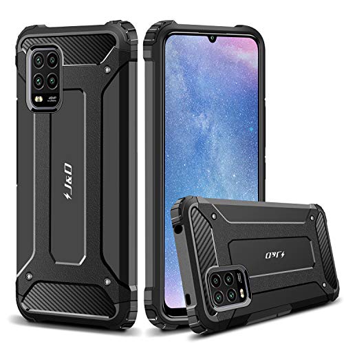 J&D Compatible pour Xiaomi Mi 10 Lite Coque, [ArmorBox] [Double Couche] Coque de Protection Robuste Antichoc et Hybride pour Xiaomi Mi 10 Lite (Noir)