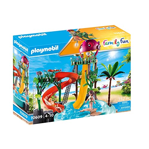 PLAYMOBIL Family Fun 70609 Aqua Park mit Rutschen, Zum Bespielen mit Wasser, Ab 4 Jahren
