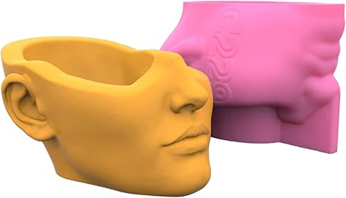 Miniatura 8 de Molde de silicona para maceta de cara humana, maceta suculenta, moldes de yeso de cemento de arcilla, moldes de yeso para bricolaje, hogar, jardín,