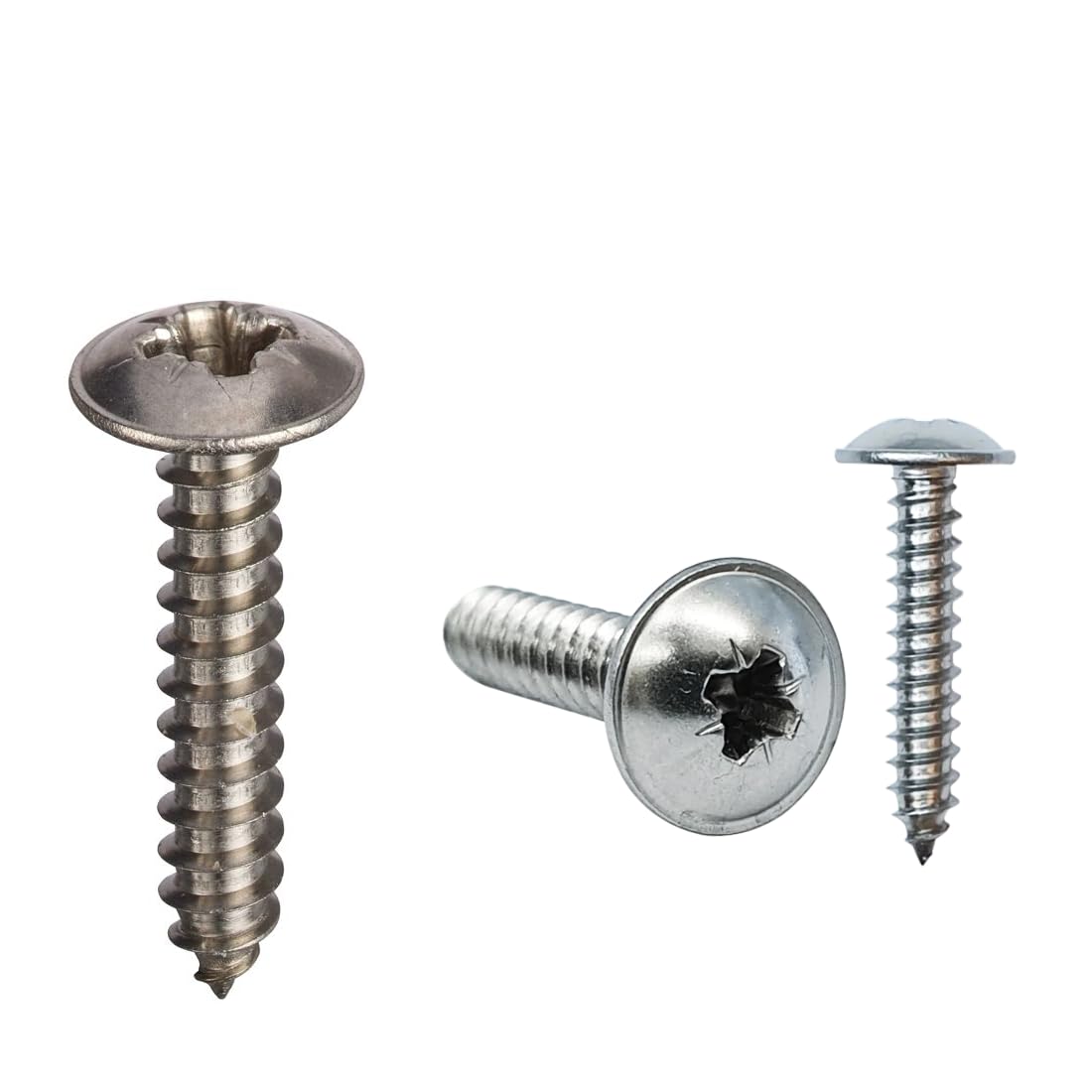 Nuts About Bolts No.4 x 3/4â€ (2.9 x 19mm) Pozi Flanged Self Tapping Screws | A2-304 Stainless Steel | PZ1 | BS4174 | Sheet Metal, Plastic & Electronics - Pack of 500
