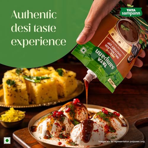 Image of Tata Sampann Meethi Imli Khajur Chutney Dip, Made with Tamarind & Dates, Sweet & Tangy Flavour, Ready to eat, Pairs Well with Chaats & Snacks, Quality Ingredients, Hygienically Prepared, 200 g