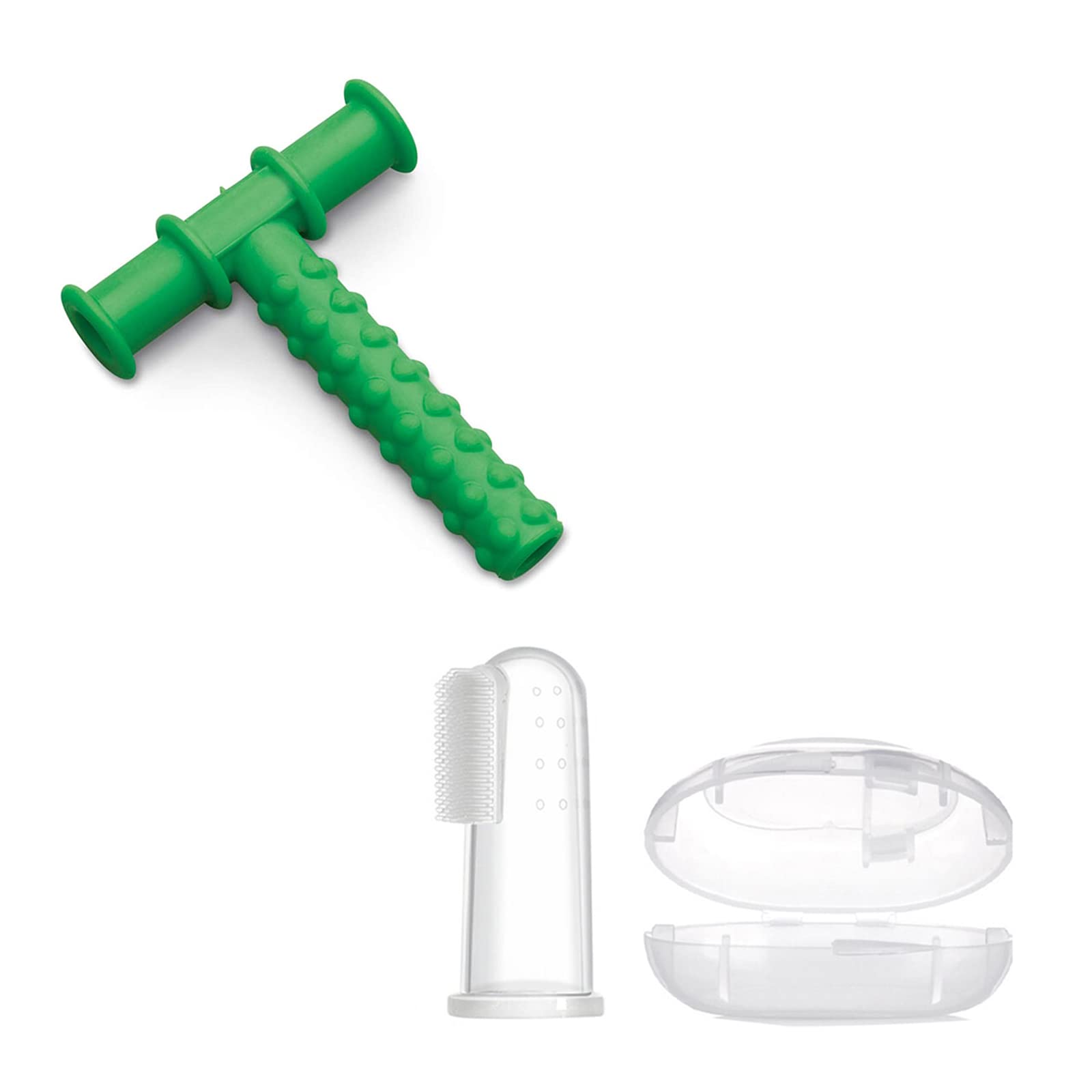 Safe-O-Kid Biting Skills Safely, Texture Chewy Tube & Finger Brush/Baby Tongue Cleaner – 100% Pure Silicone, BPA-Free, Odor-Free, Safe Teether & Feeder – Durable, Easy Self-Feeding Tool for Infants & Toddlers (Assorted)