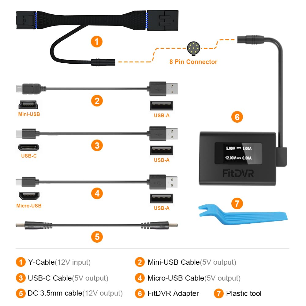 Adapter zasilający (16-pin) nadający się do Toyota i Lexus, wyświetlacz LED Zasilanie USB, Podłącz do lusterka tylnego widzenia, wyjście 5V 12V, Łatwe w instalacji, D3-011