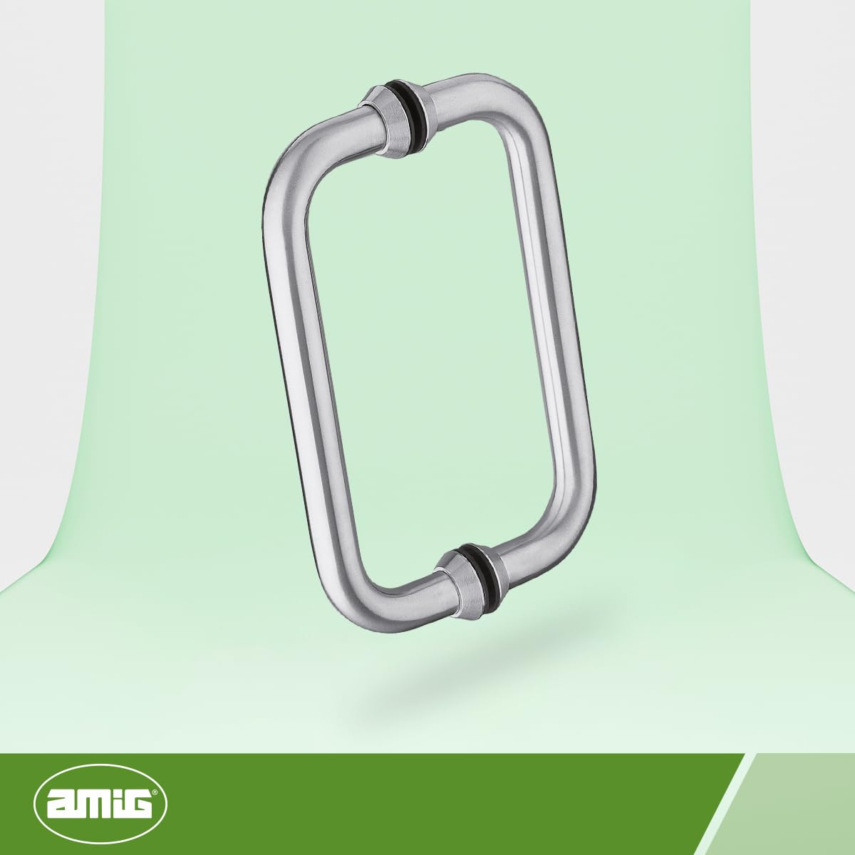Amig - Juego de Manillones con Roseta, Modelo 4, Fabricado en Acero Inoxidable 18/8, Medida: 19 x 250 mm, Óptimo para Puertas de cristal, Material resistente y duradero, Acabado: Mate