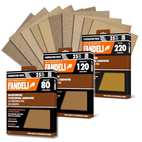 Multipurpose Sanding Sheets Assorted Grits: (25) 80, (25) 12, and (25) 220. 75PK..