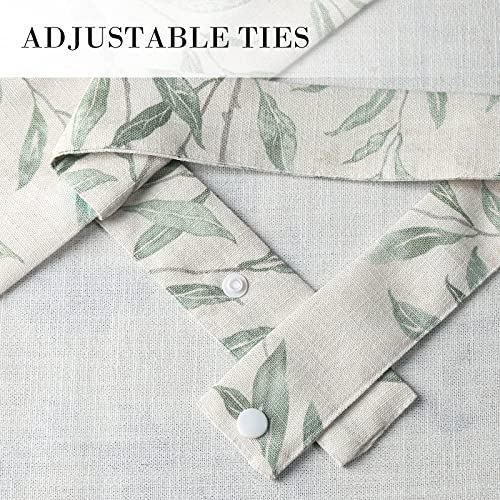 Vogol Decorative Tie Up Curtains For Girls Room, Lovely Leaf Print Small Window Curtain Valance Top Pocket 18 Inch Long, One Panel, Green Leaves, Tie52X18 #TOP6