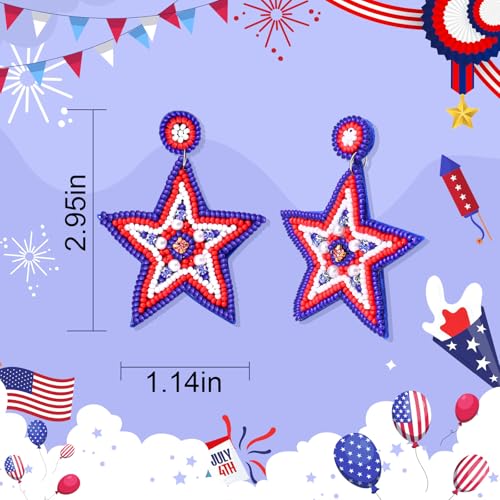Artlunar USA Patriotic Earrings for Women Red White Blue Cute Dangle Earrings for Independence Day Jewelry Gifts 4th of July Accessories2