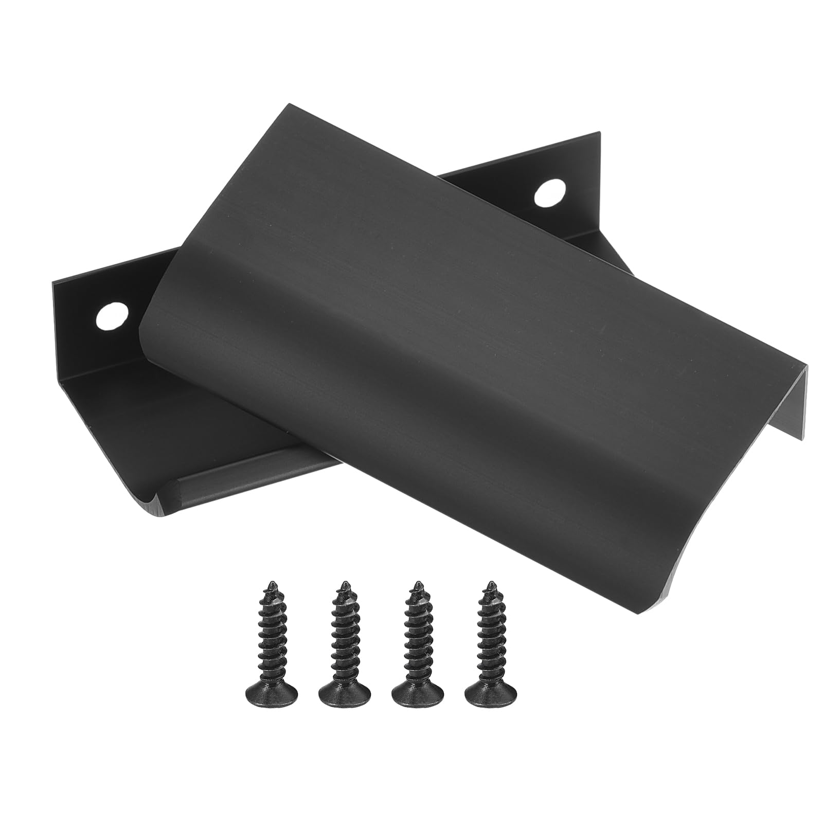 Uxcell 10pcs Finger Pulls for Cabinets Matte Black Edge Drawer Pulls Cabinet Finger Pull 64mm/2.5in Hole Center,Furniture Drawer Handles Hidden Cabinet Handle